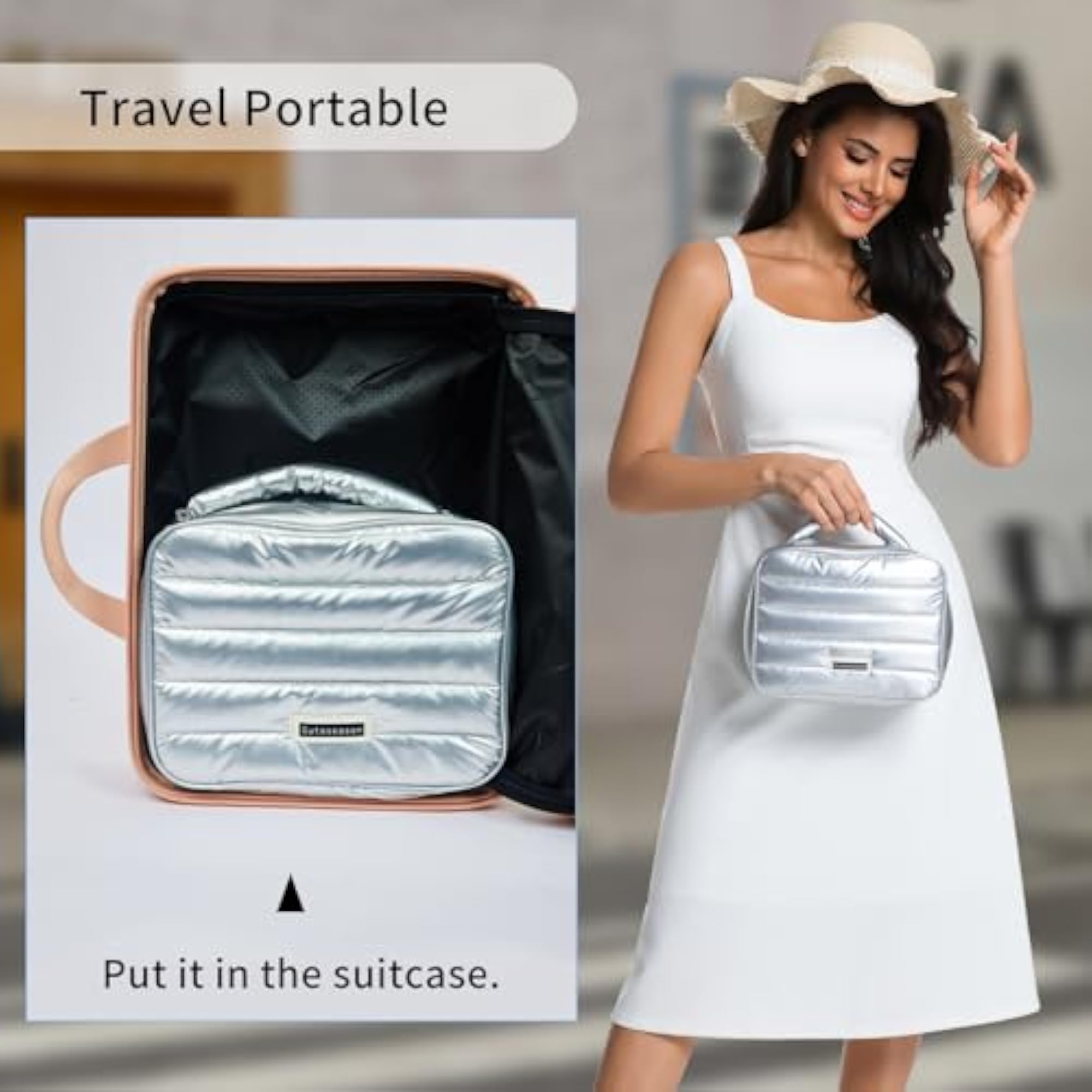 Makeup Bag Waterproof Storage Bag Shiny Puffy Travel Organizer